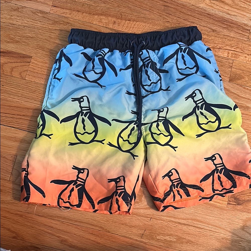 Colorful Penguin Print Swim Shorts